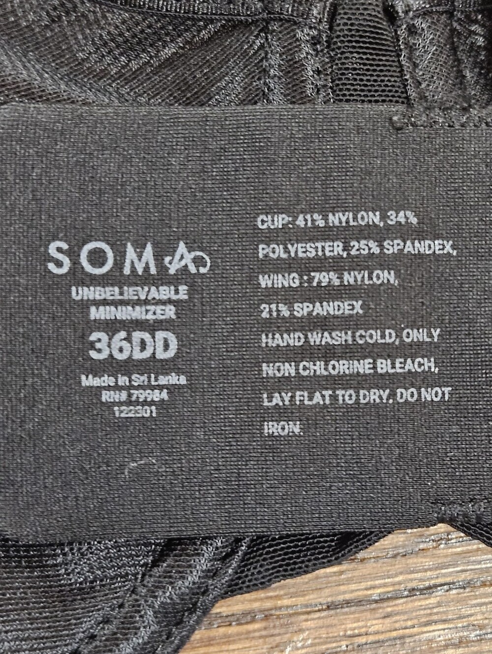 Soma Unbelievable Minimizer Bra Size 36DD - Picture 6 of 8
